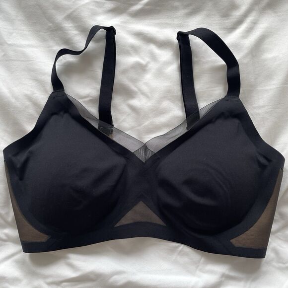 NWOT Honeylove Crossover VNeck Wireless Bra Black Mesh Adjustable Size S 32B-34C - Picture 2 of 10